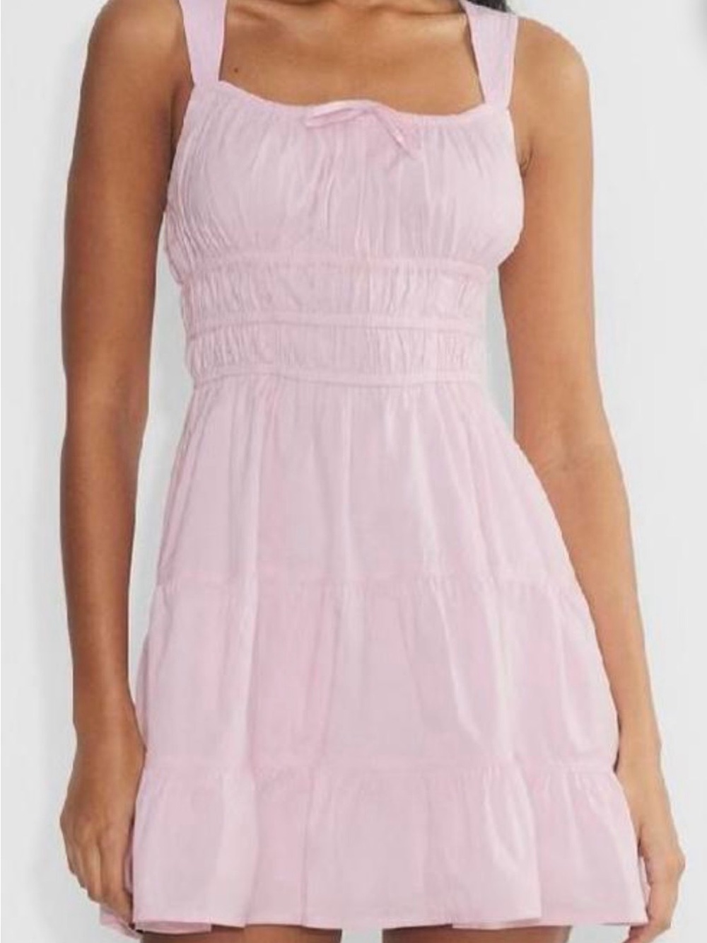 Aritzia Martine Sunday Best Pink-White Ginham Tiered Sundress